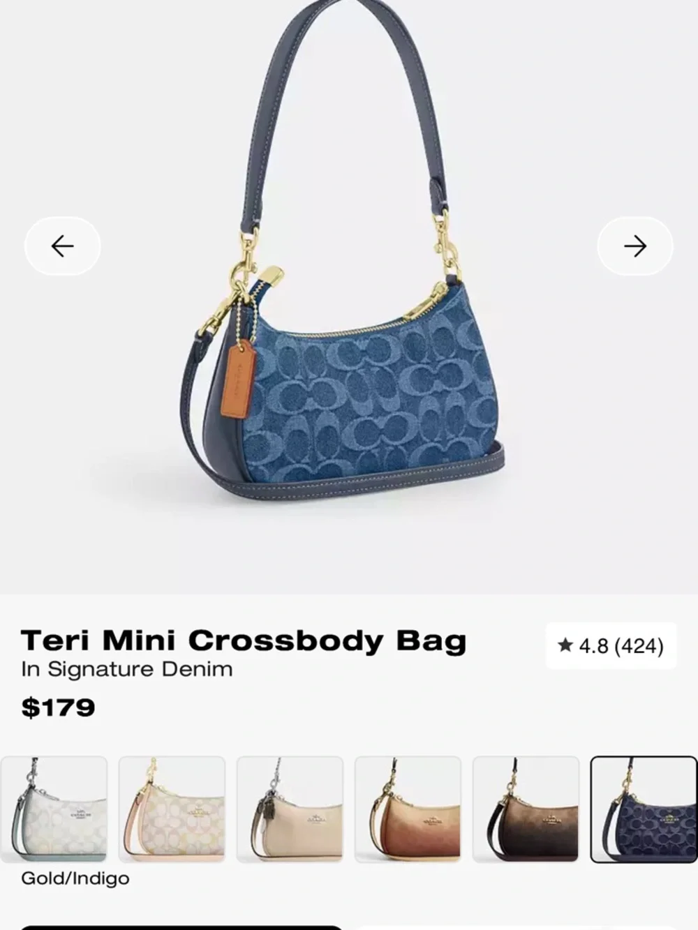 Coach Teri Mini Crossbody Bag in Indigo Denim - Picture 1 of 7
